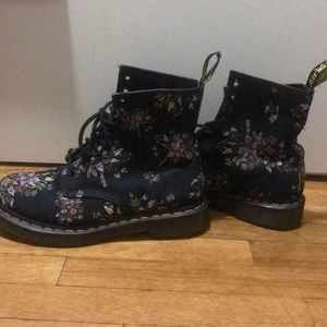 Black Flower Print Dr. Martens